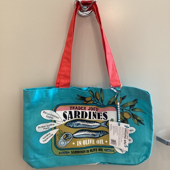 Trader Joe’s Bag Trader Joes Reusable Cotton bag Sardine Shopping Bag Retired - Picture 1 of 3
